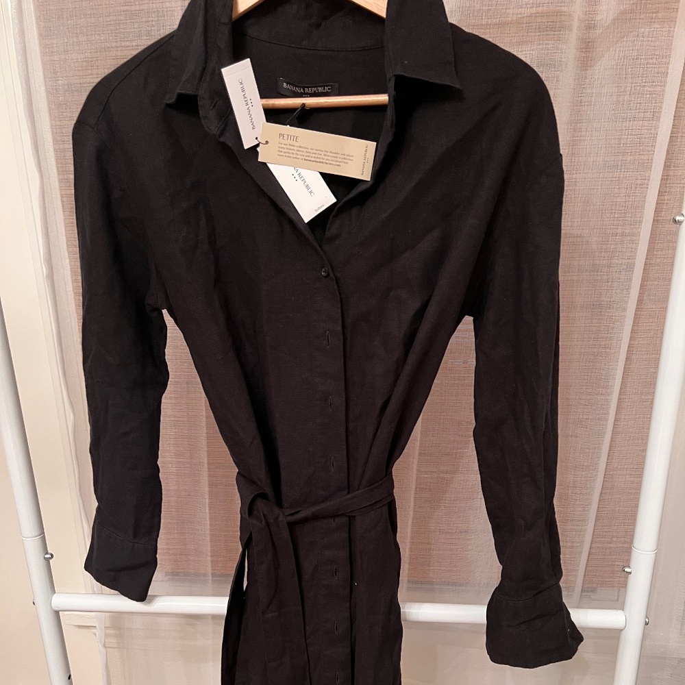 Black linen dress